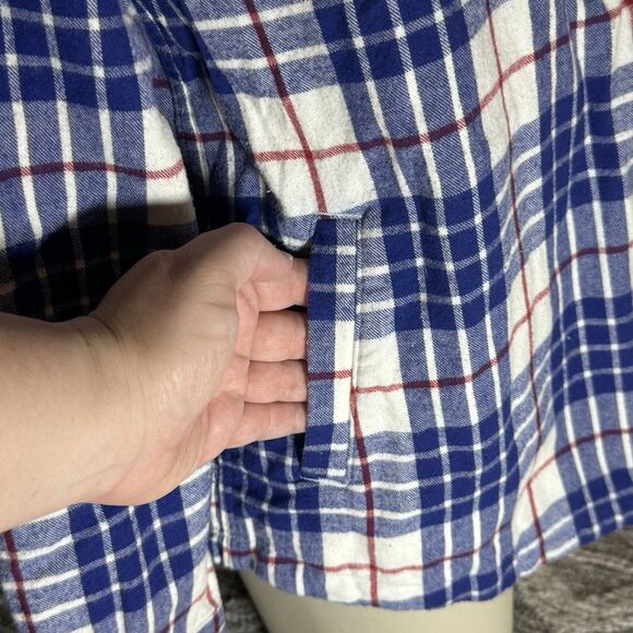 L.L. Bean Jacket Shacket Flannel Plaid Hoodie Sweater Relaxed Fit Women’s Size L - Picture 6 of 14